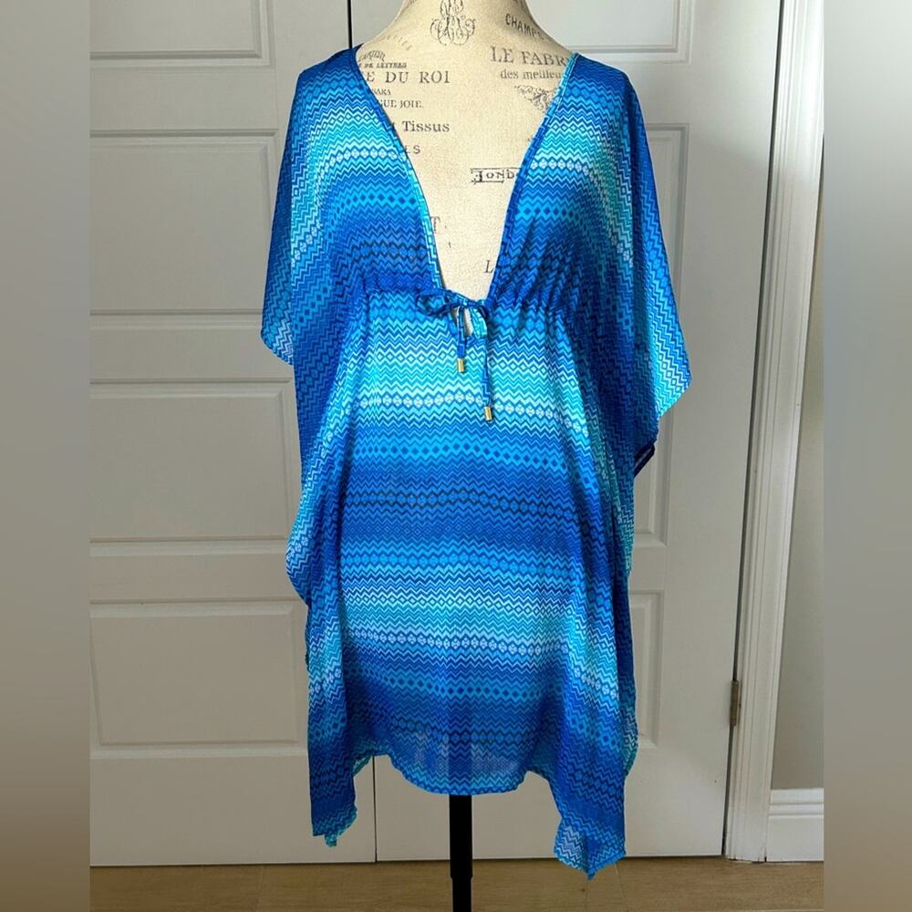 Into the bleu rod Beattie ombré blue beach cover up sheer size small swim